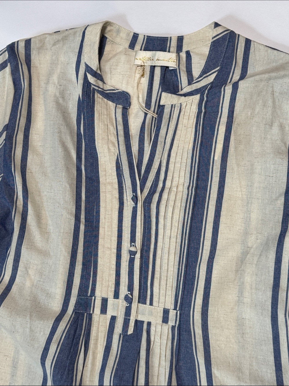 NWT NATALIE MARTIN Collection Sammie French Striped Blue Cream Maxi Dress LG - Picture 9 of 16